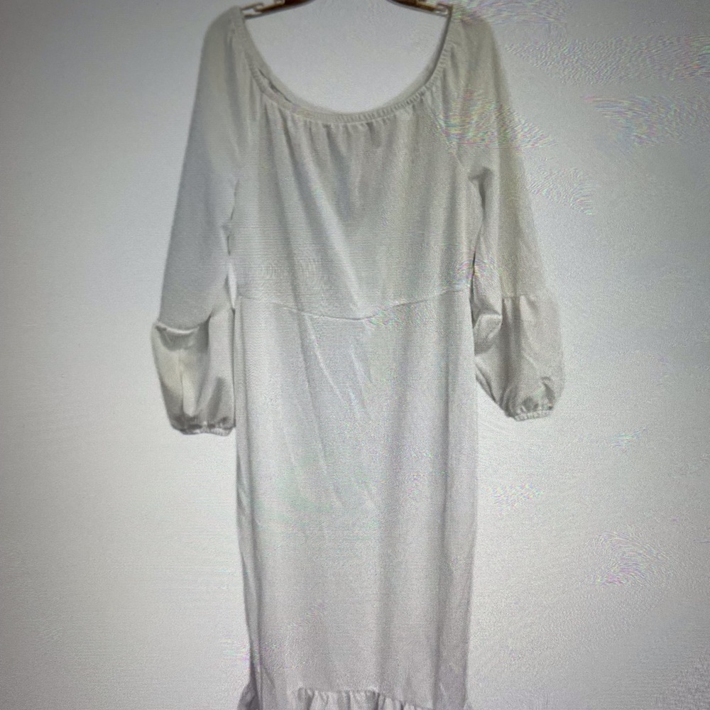 Elegant Ashley Stewart White Dress with Ruffle Hem
